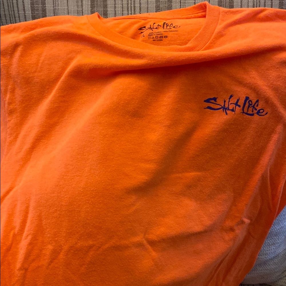 Gently Loved Salt Life YL Kids Orange Long Sleeve Logo Tee